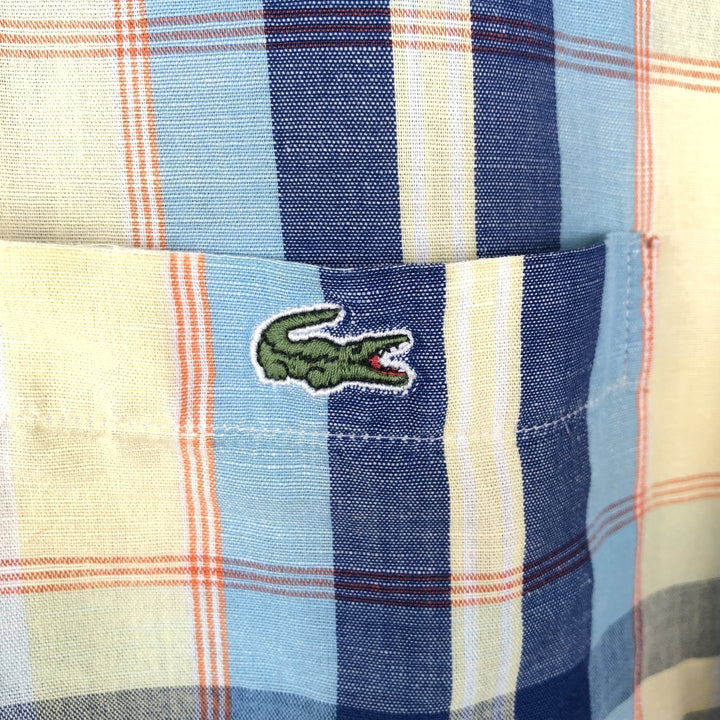 Lacoste LACOSTE short sleeve button down check shirt men's XL size unclear Blue type light blue Vintage Second Hand