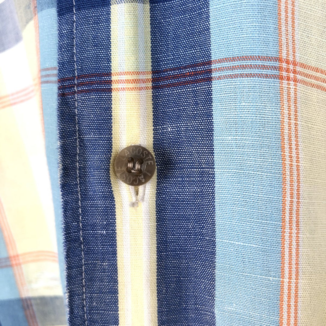 Lacoste LACOSTE short sleeve button down check shirt men's XL size unclear Blue type light blue Vintage Second Hand