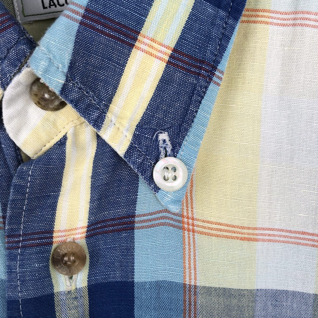 Lacoste LACOSTE short sleeve button down check shirt men's XL size unclear Blue type light blue Vintage Second Hand
