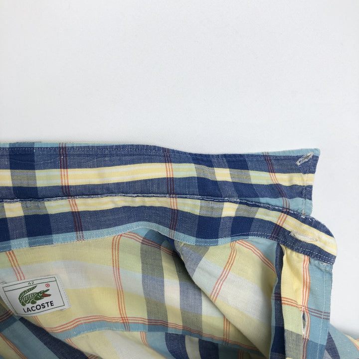 Lacoste LACOSTE short sleeve button down check shirt men's XL size unclear Blue type light blue Vintage Second Hand