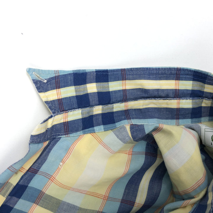 Lacoste LACOSTE short sleeve button down check shirt men's XL size unclear Blue type light blue Vintage Second Hand