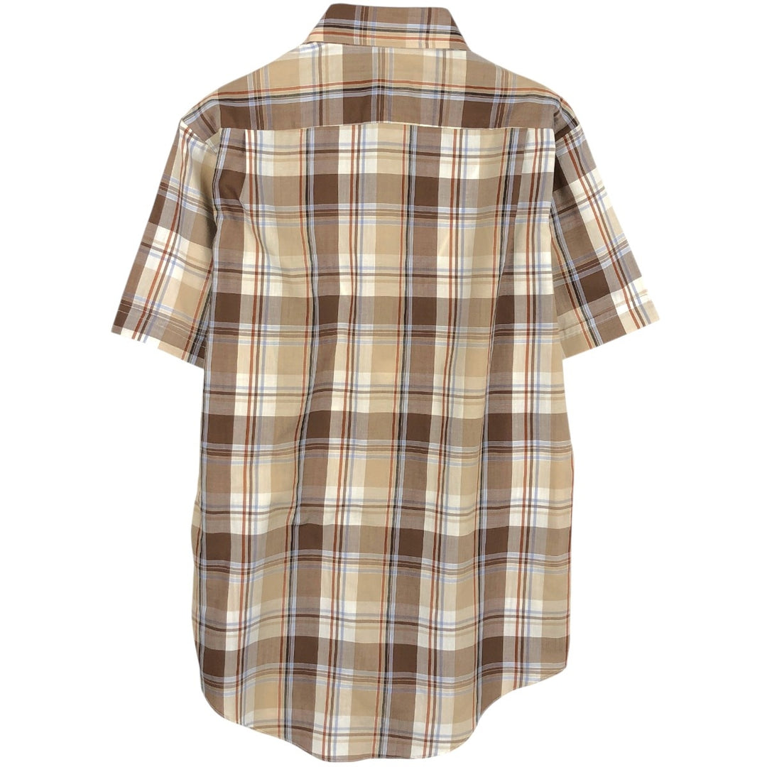 70s-80'S Kmart short-sleeved check shirt, men's size L equivalent, vintage. polyester brown type Vintage Second Hand