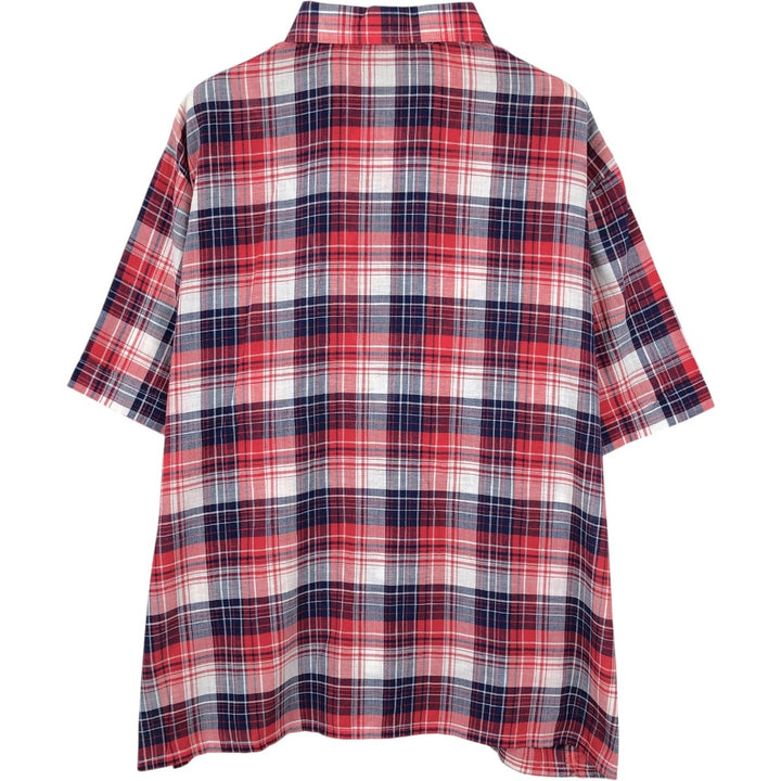 Yves Piolet short-sleeved cotton check shirt, made in France, men's size XL equivalent, vintage. cotton red type Vintage Second Hand