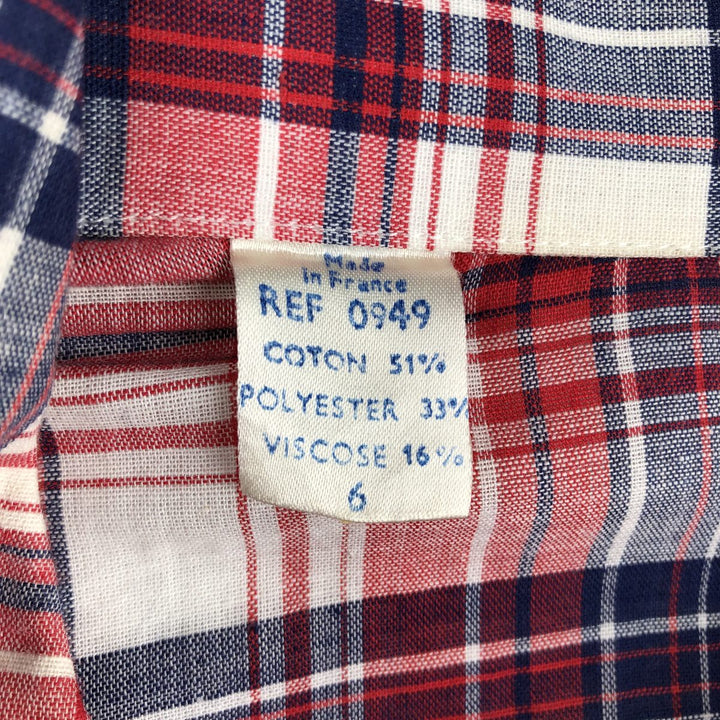 Yves Piolet short-sleeved cotton check shirt, made in France, men's size XL equivalent, vintage. cotton red type Vintage Second Hand