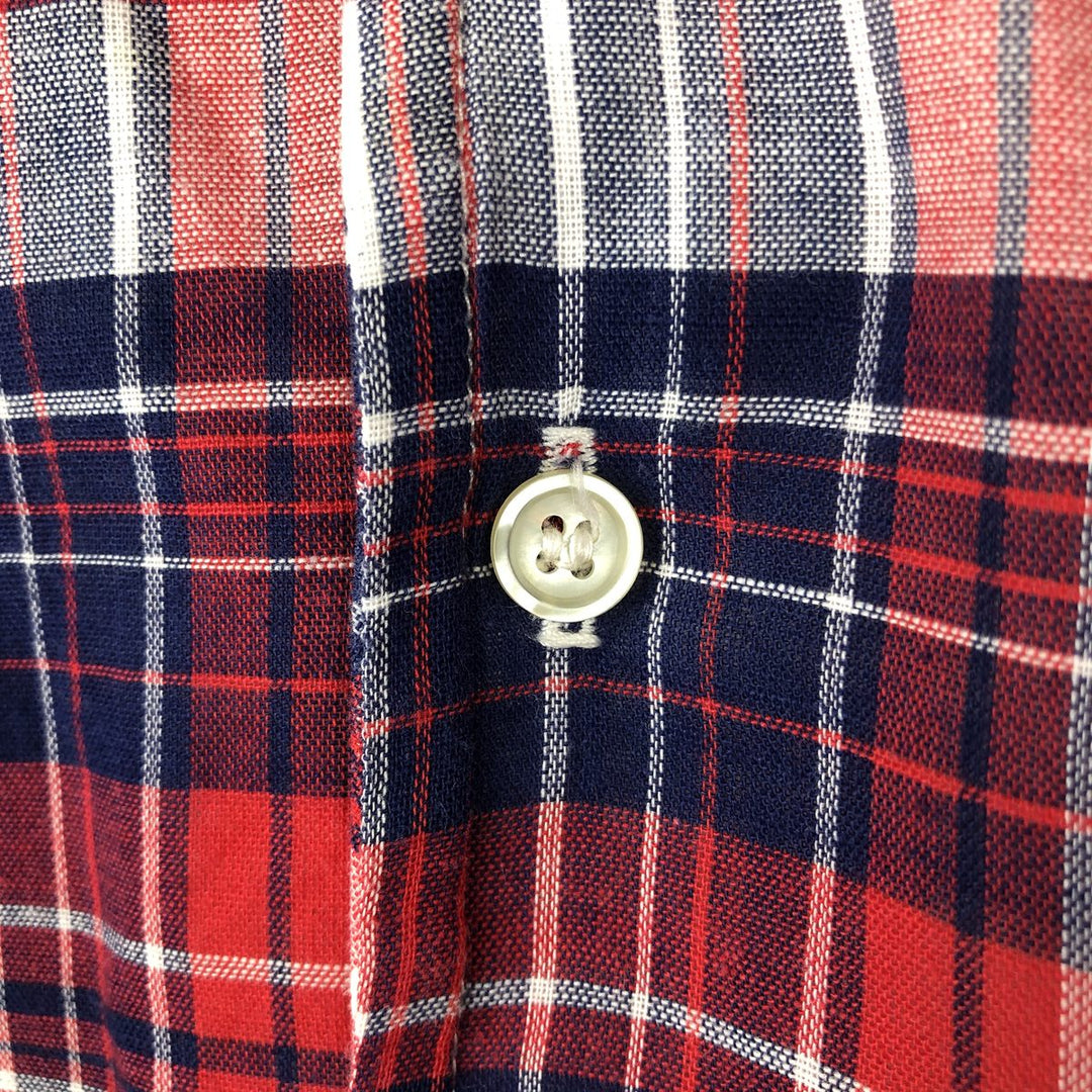 Yves Piolet short-sleeved cotton check shirt, made in France, men's size XL equivalent, vintage. cotton red type Vintage Second Hand
