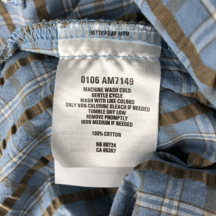 2000'S Columbia Short Sleeve Cotton Check Box Shirt, Men's Size L cotton Blue type light blue Vintage Second Hand