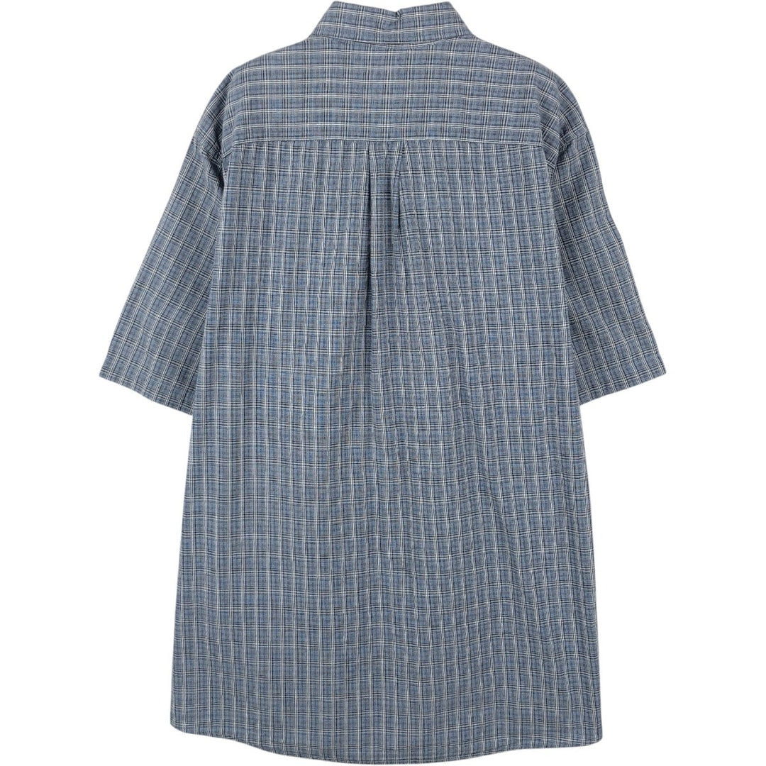 00'S Eddie Bauer short sleeve button down check shirt, men's size L cotton Blue type light blue Vintage Second Hand