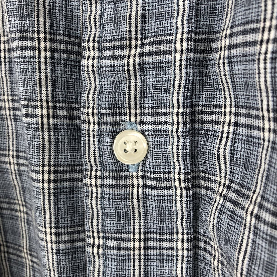 00'S Eddie Bauer short sleeve button down check shirt, men's size L cotton Blue type light blue Vintage Second Hand
