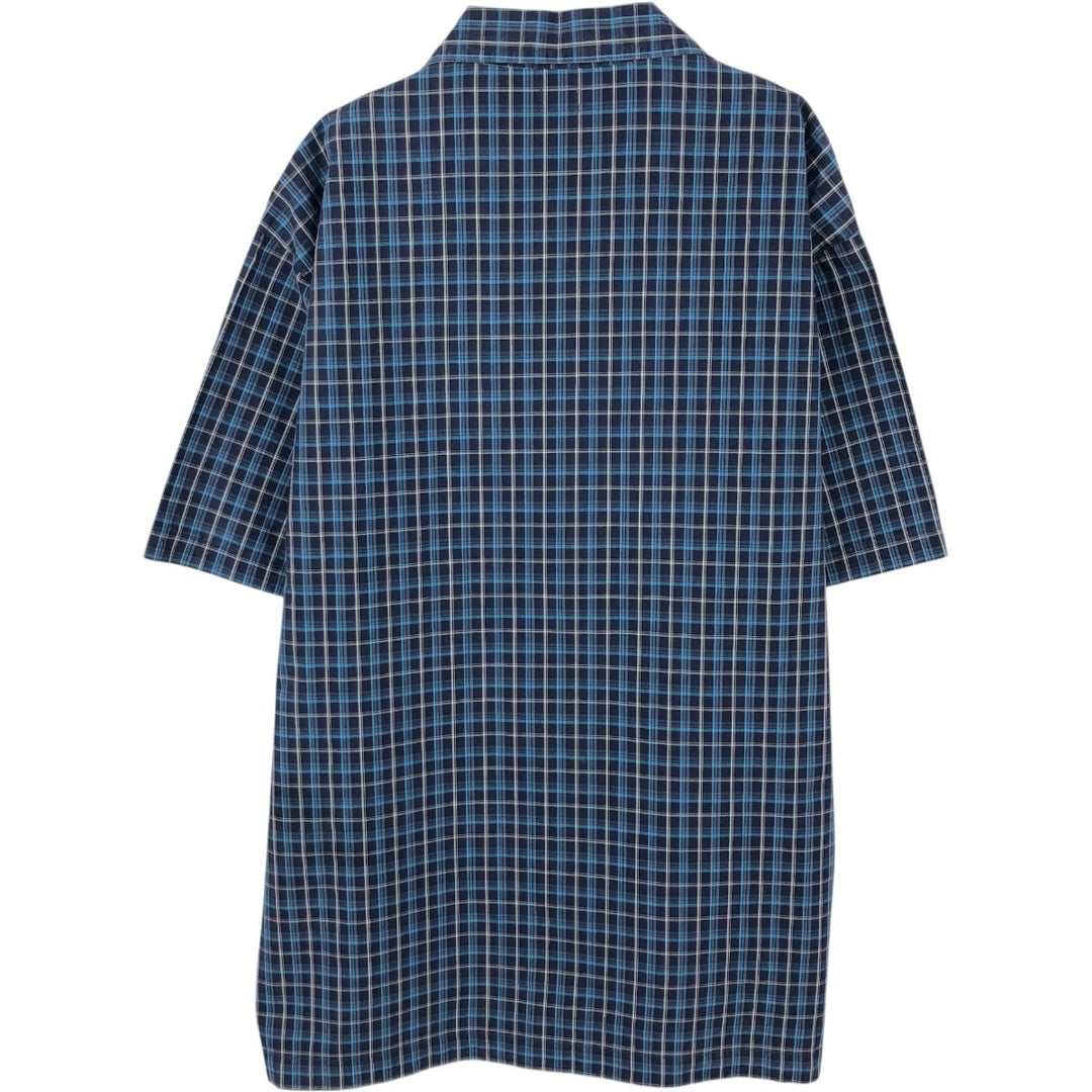 Levi's RED TAB Check Pattern Short-Sleeve Open Collar Cotton Shirt, Boxy Fit, Men's Size L (approx.) cotton blue type Vintage Second Hand
