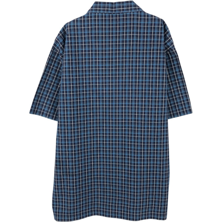 Levi's RED TAB Check Pattern Short-Sleeve Open Collar Cotton Shirt, Boxy Fit, Men's Size L (approx.) cotton blue type Vintage Second Hand