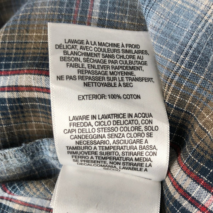 2000'S Columbia Check Pattern Short-Sleeve Open Collar Cotton Shirt, Boxy Fit, Men's Size XL (approx.) cotton Khaki type Vintage Second Hand