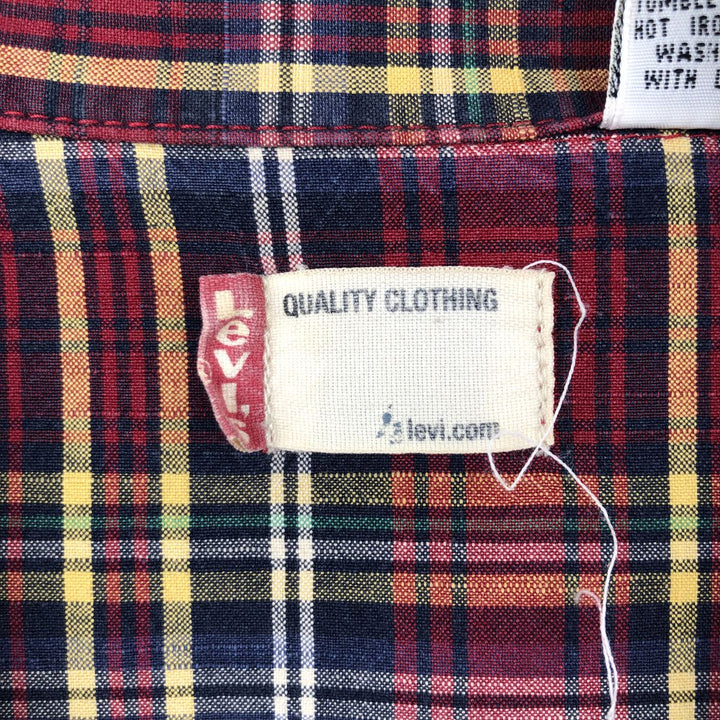 Levi's RED TAB Check Pattern Short-Sleeve Open Collar Cotton Shirt, Boxy Fit, Men's Size M (approx.) cotton red type Vintage Second Hand