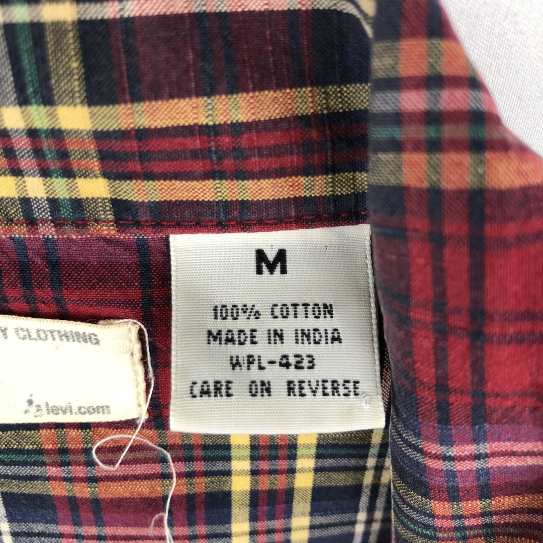 Levi's RED TAB Check Pattern Short-Sleeve Open Collar Cotton Shirt, Boxy Fit, Men's Size M (approx.) cotton red type Vintage Second Hand