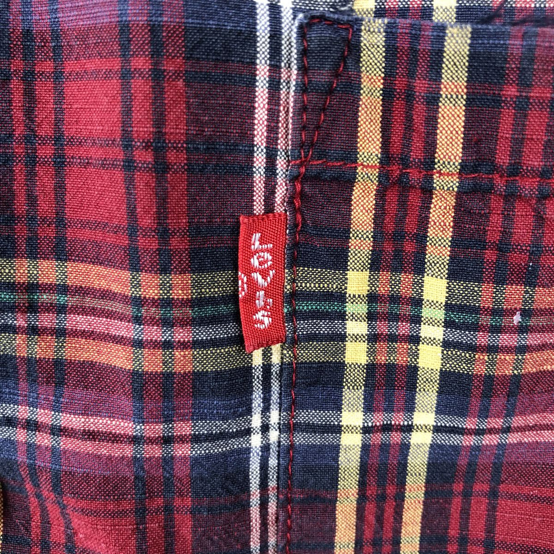 Levi's RED TAB Check Pattern Short-Sleeve Open Collar Cotton Shirt, Boxy Fit, Men's Size M (approx.) cotton red type Vintage Second Hand