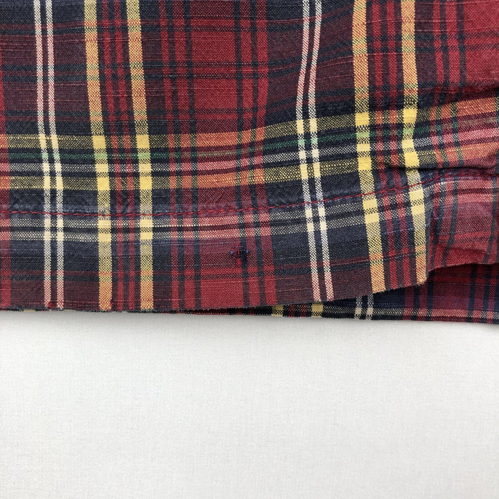 Levi's RED TAB Check Pattern Short-Sleeve Open Collar Cotton Shirt, Boxy Fit, Men's Size M (approx.) cotton red type Vintage Second Hand