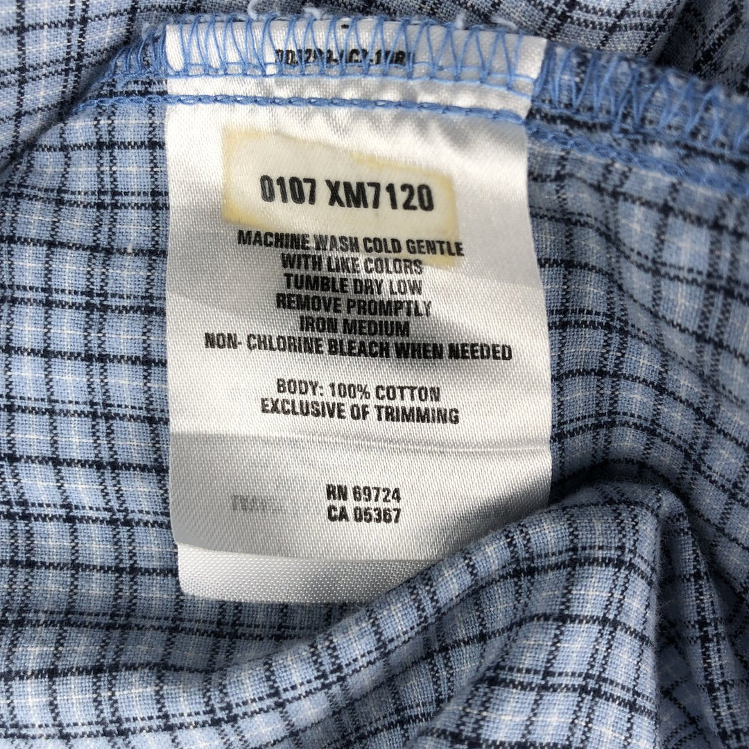 2000'S Columbia Short Sleeve Cotton Check Box Shirt, Men's Size Medium cotton Blue type light blue Vintage Second Hand