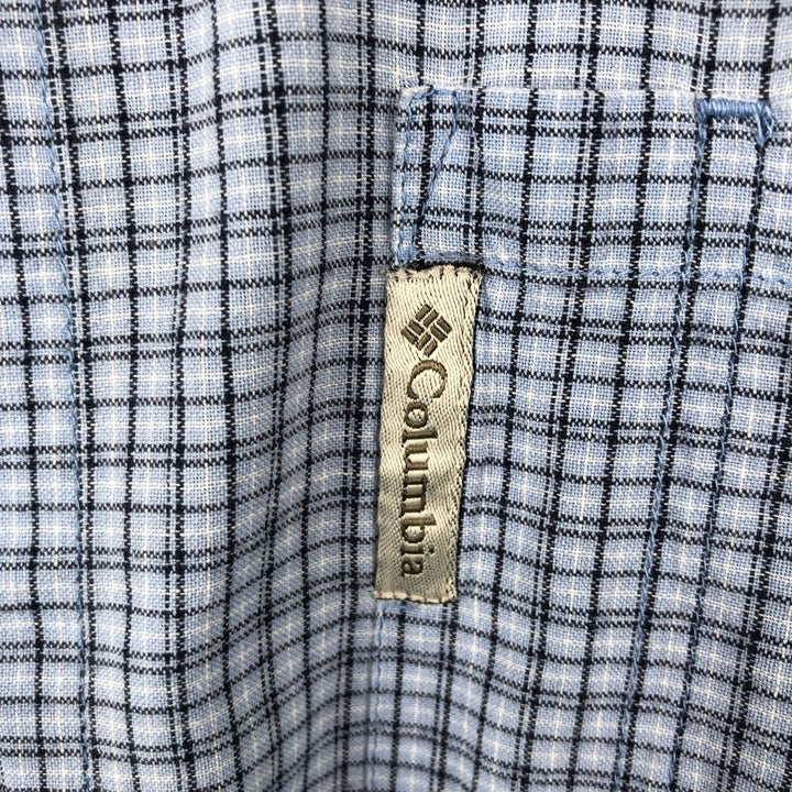 2000'S Columbia Short Sleeve Cotton Check Box Shirt, Men's Size Medium cotton Blue type light blue Vintage Second Hand