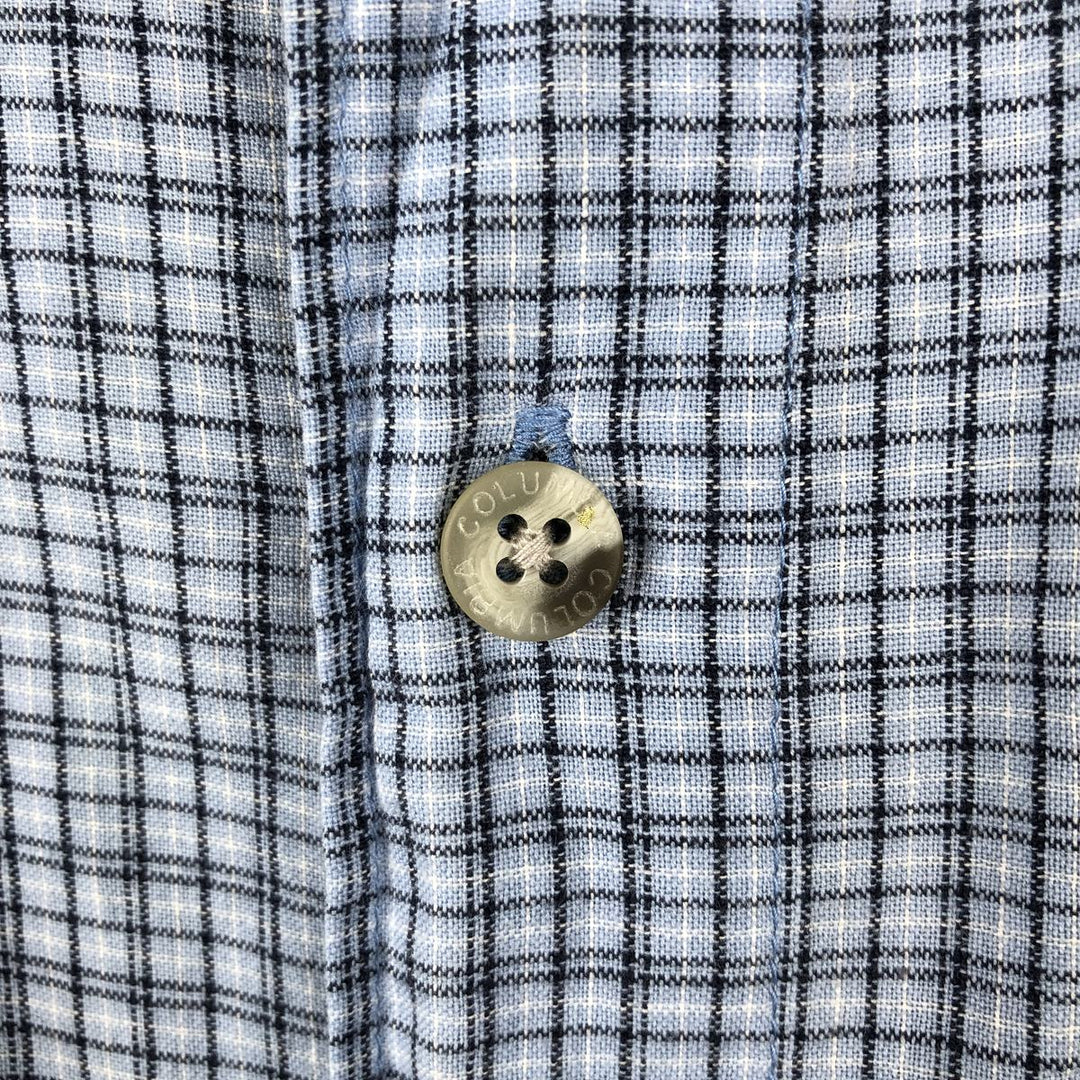 2000'S Columbia Short Sleeve Cotton Check Box Shirt, Men's Size Medium cotton Blue type light blue Vintage Second Hand