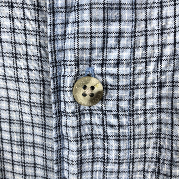 2000'S Columbia Short Sleeve Cotton Check Box Shirt, Men's Size Medium cotton Blue type light blue Vintage Second Hand