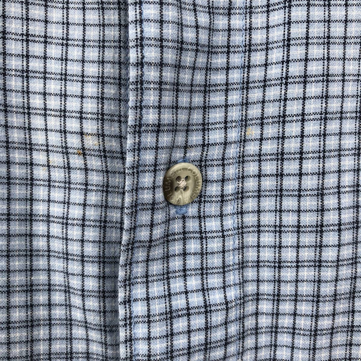 2000'S Columbia Short Sleeve Cotton Check Box Shirt, Men's Size Medium cotton Blue type light blue Vintage Second Hand