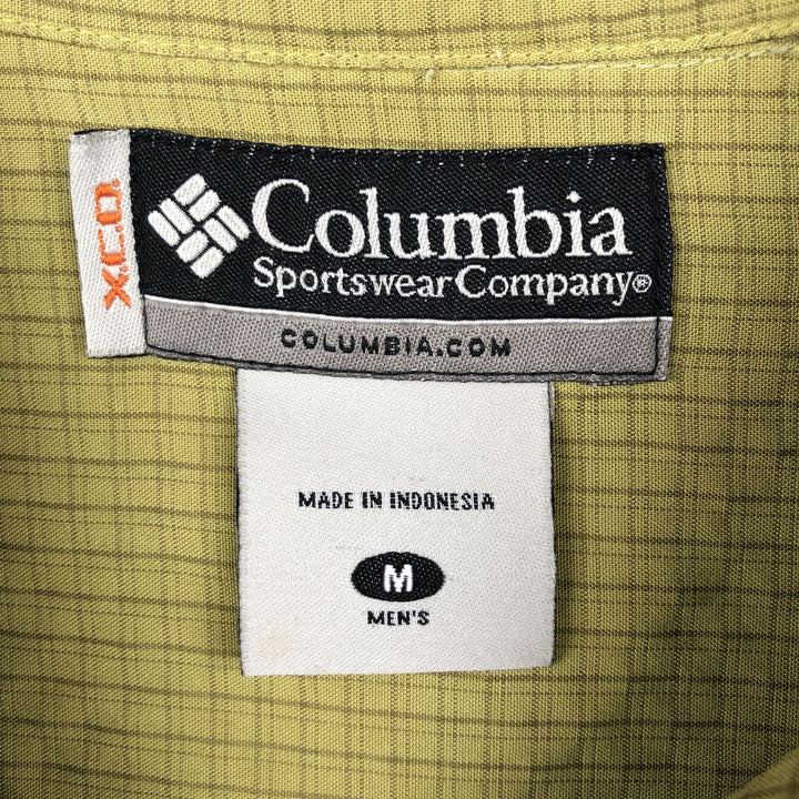 2000'S Columbia Check Pattern Short-Sleeve Open Collar Shirt, Boxy Shirt, Men's Size M (approx.) Modal green type yellow green Vintage Second Hand