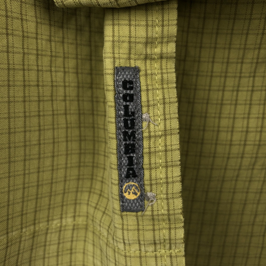 2000'S Columbia Check Pattern Short-Sleeve Open Collar Shirt, Boxy Shirt, Men's Size M (approx.) Modal green type yellow green Vintage Second Hand