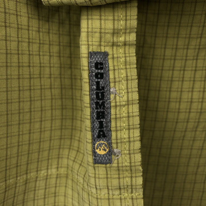 2000'S Columbia Check Pattern Short-Sleeve Open Collar Shirt, Boxy Shirt, Men's Size M (approx.) Modal green type yellow green Vintage Second Hand