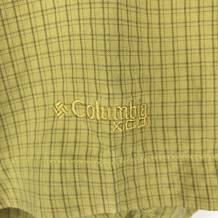 2000'S Columbia Check Pattern Short-Sleeve Open Collar Shirt, Boxy Shirt, Men's Size M (approx.) Modal green type yellow green Vintage Second Hand