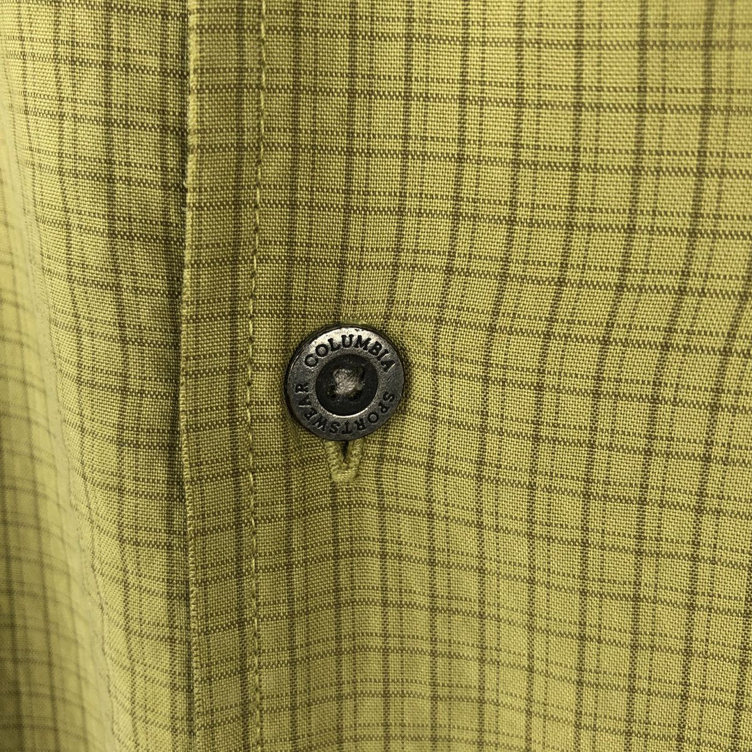 2000'S Columbia Check Pattern Short-Sleeve Open Collar Shirt, Boxy Shirt, Men's Size M (approx.) Modal green type yellow green Vintage Second Hand