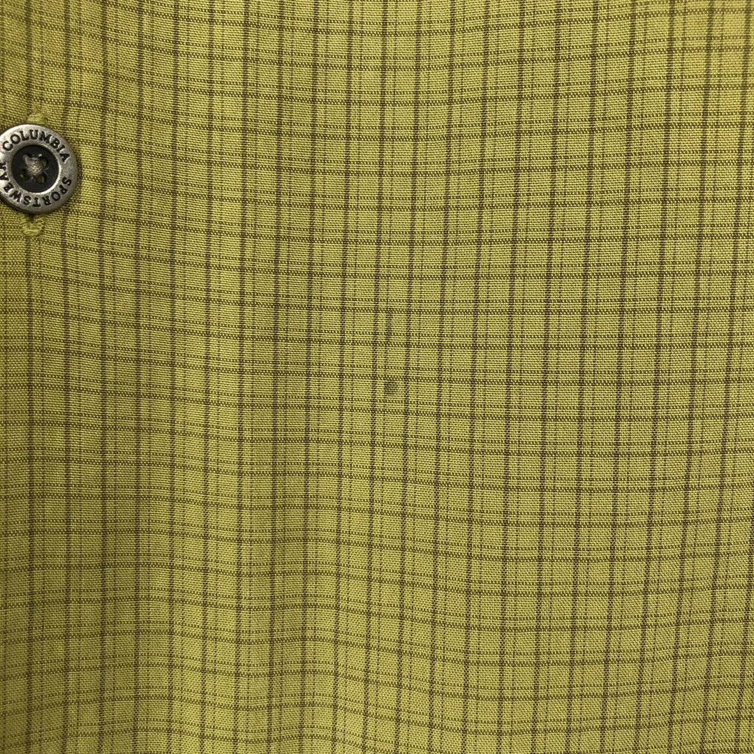 2000'S Columbia Check Pattern Short-Sleeve Open Collar Shirt, Boxy Shirt, Men's Size M (approx.) Modal green type yellow green Vintage Second Hand