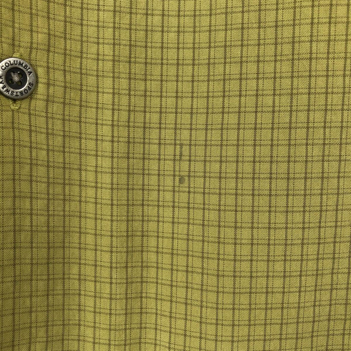 2000'S Columbia Check Pattern Short-Sleeve Open Collar Shirt, Boxy Shirt, Men's Size M (approx.) Modal green type yellow green Vintage Second Hand