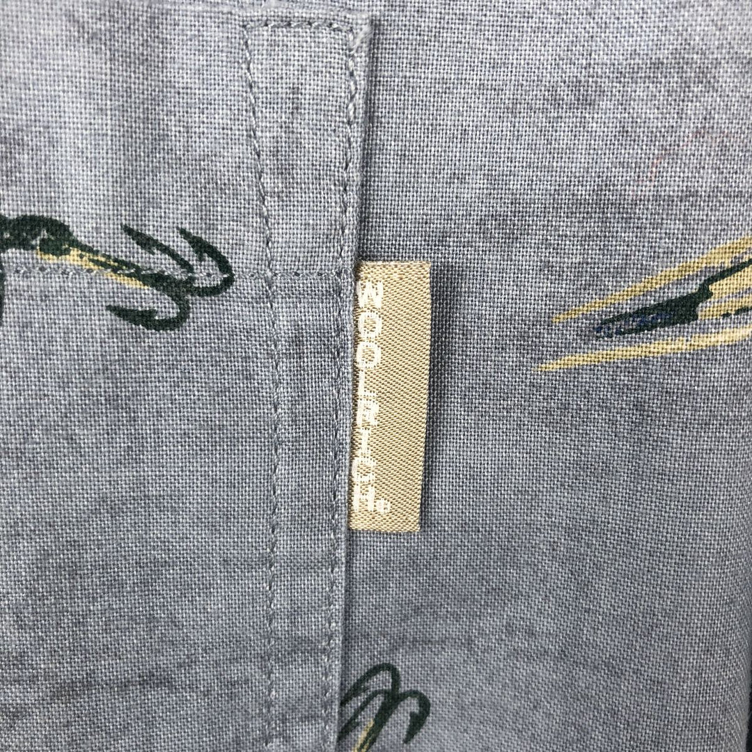 Woolrich WOOLRICH all-over print short-sleeved button-down shirt, men's size M (approx.) unclear Blue type light blue Vintage Second Hand
