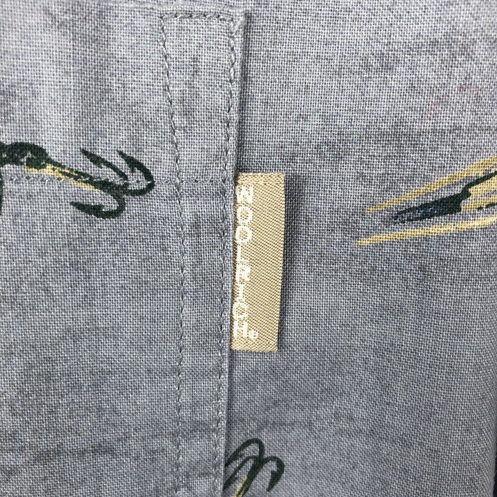 Woolrich WOOLRICH all-over print short-sleeved button-down shirt, men's size M (approx.) unclear Blue type light blue Vintage Second Hand