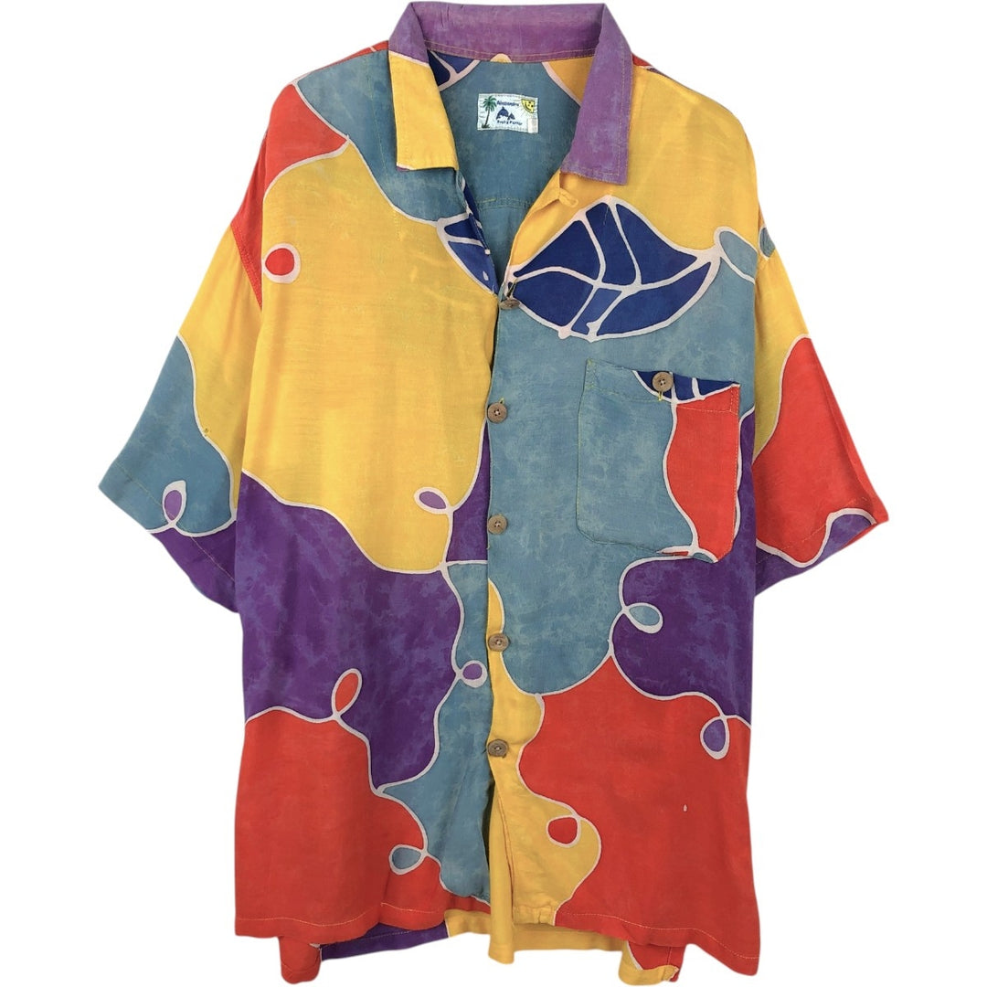 90'S Alessandra Pret ? Porter all-over print short-sleeved open-collar rayon shirt, men's size L equivalent, vintage. Rayon multicolor Vintage Second Hand