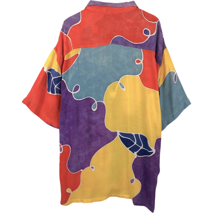 90'S Alessandra Pret ? Porter all-over print short-sleeved open-collar rayon shirt, men's size L equivalent, vintage. Rayon multicolor Vintage Second Hand