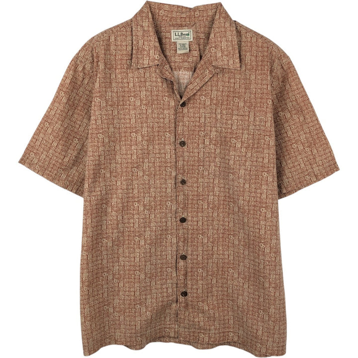 Vintage LLBean box shirt from the 1990'S to 2000s, featuring an all-over print, short sleeves, and an open collar. Size M. cotton orange type Vintage Second Hand