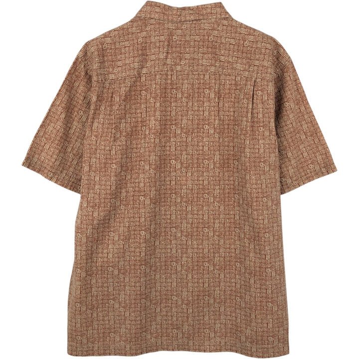 Vintage LLBean box shirt from the 1990'S to 2000s, featuring an all-over print, short sleeves, and an open collar. Size M. cotton orange type Vintage Second Hand