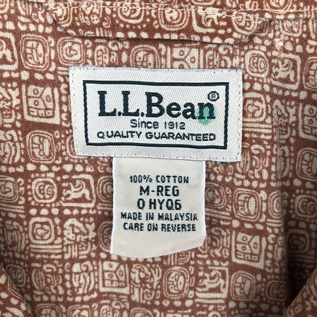 Vintage LLBean box shirt from the 1990'S to 2000s, featuring an all-over print, short sleeves, and an open collar. Size M. cotton orange type Vintage Second Hand