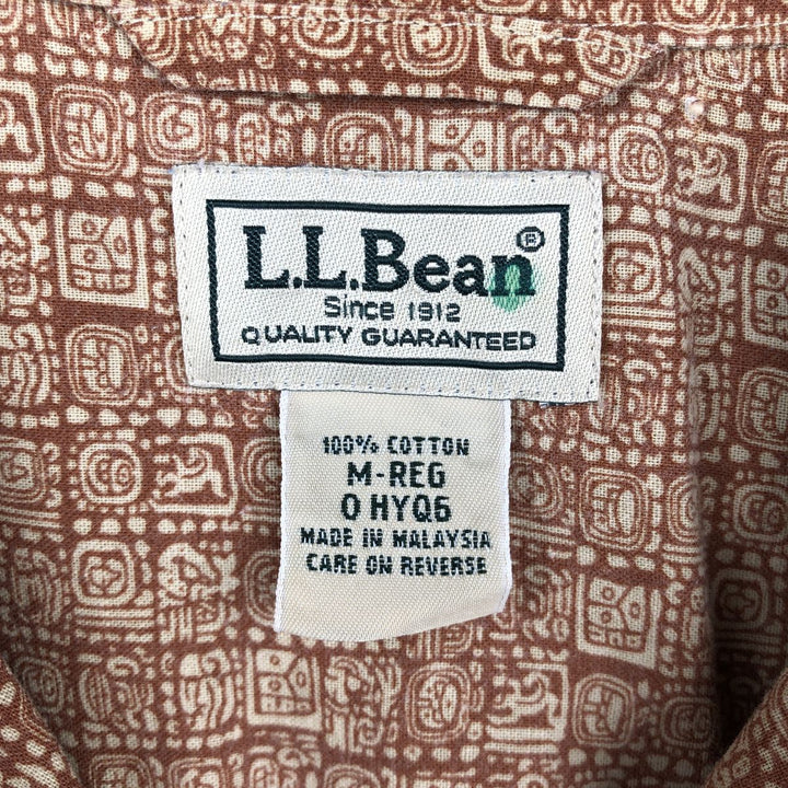 Vintage LLBean box shirt from the 1990'S to 2000s, featuring an all-over print, short sleeves, and an open collar. Size M. cotton orange type Vintage Second Hand