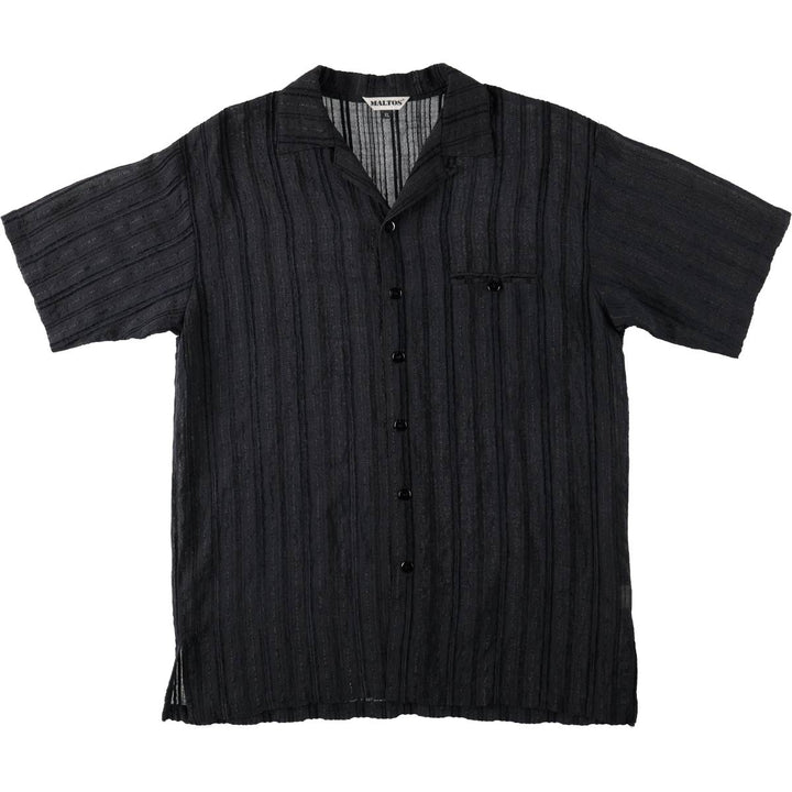 MALTOS Stripe Pattern Open Collar Short Sleeve See-Through Shirt Box Shirt Men's XL Equivalent unclear black type Vintage Second Hand