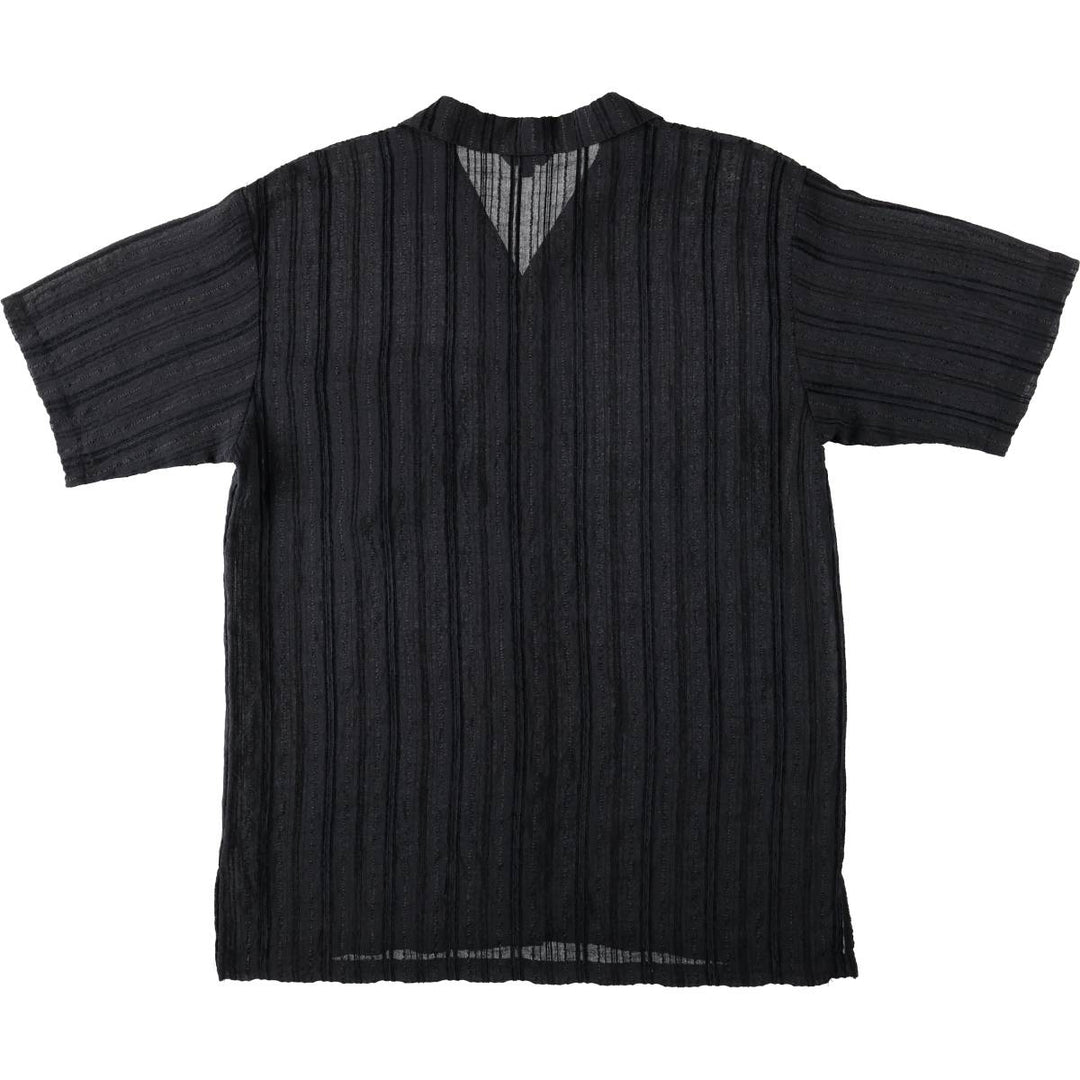 MALTOS Stripe Pattern Open Collar Short Sleeve See-Through Shirt Box Shirt Men's XL Equivalent unclear black type Vintage Second Hand