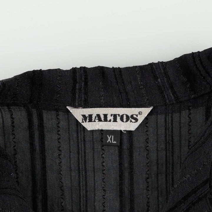 MALTOS Stripe Pattern Open Collar Short Sleeve See-Through Shirt Box Shirt Men's XL Equivalent unclear black type Vintage Second Hand