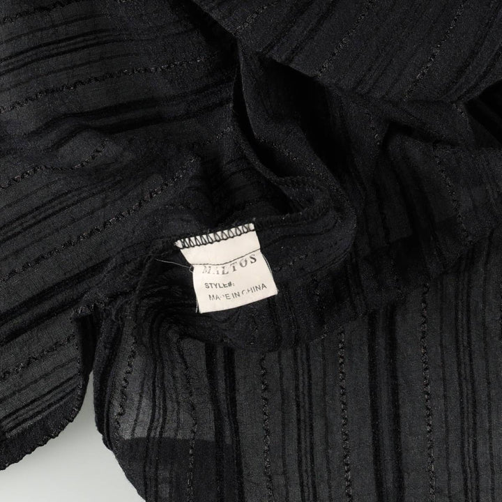 MALTOS Stripe Pattern Open Collar Short Sleeve See-Through Shirt Box Shirt Men's XL Equivalent unclear black type Vintage Second Hand