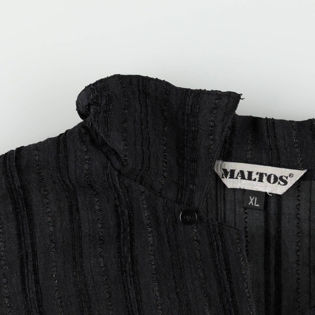 MALTOS Stripe Pattern Open Collar Short Sleeve See-Through Shirt Box Shirt Men's XL Equivalent unclear black type Vintage Second Hand