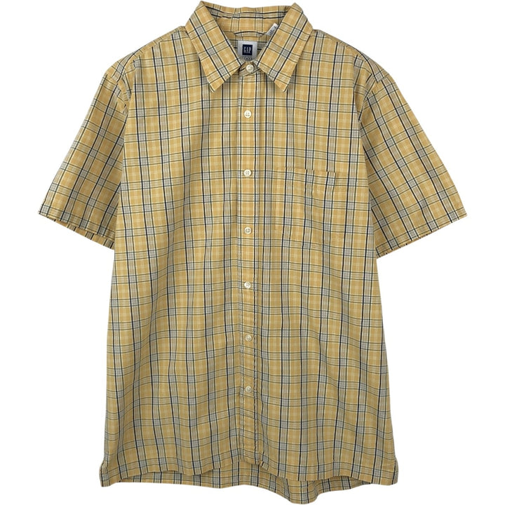 90s-00'S GAP (Old GAP) Short-Sleeve Cotton Check Shirt, Men's Size M (Equivalent), Vintage cotton yellow type Vintage Second Hand