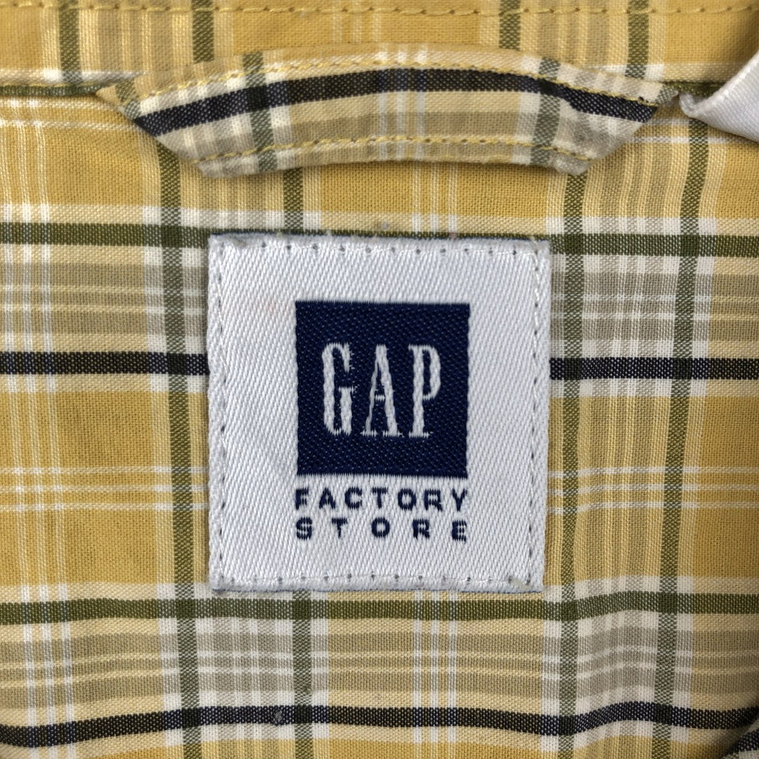 90s-00'S GAP (Old GAP) Short-Sleeve Cotton Check Shirt, Men's Size M (Equivalent), Vintage cotton yellow type Vintage Second Hand