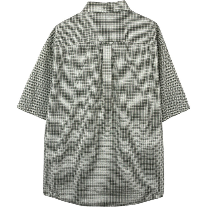 2000'S Columbia Seersucker Short Sleeve Button-Down Check Shirt, Men's XL cotton Khaki type sage green Vintage Second Hand