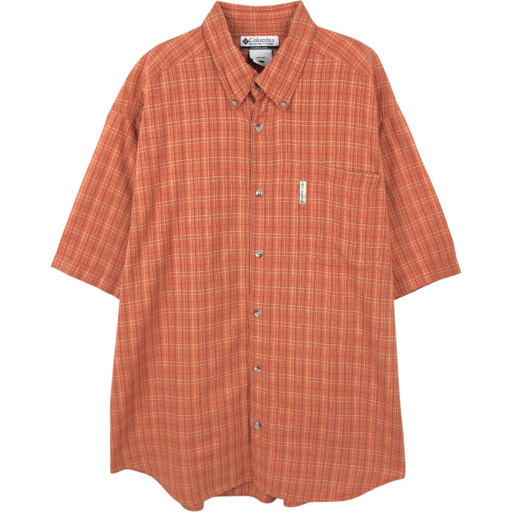 00'S Columbia Short Sleeve Button Down Check Shirt Men's Size L cotton orange type Vintage Second Hand