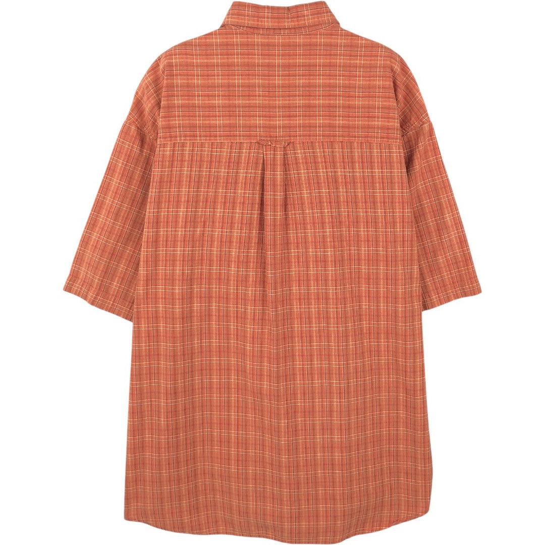 00'S Columbia Short Sleeve Button Down Check Shirt Men's Size L cotton orange type Vintage Second Hand