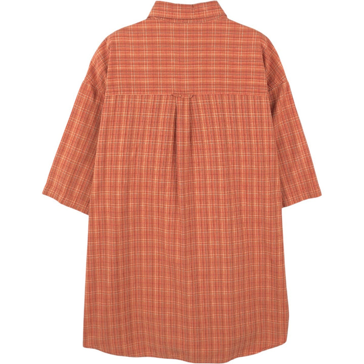 00'S Columbia Short Sleeve Button Down Check Shirt Men's Size L cotton orange type Vintage Second Hand